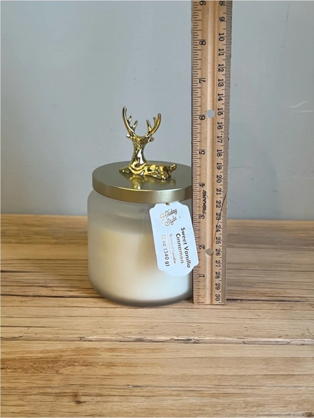 Christmas Pine Scented Jar Candle with Gold Deer Accent Lid